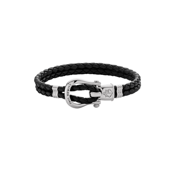 Bracelet Phinity bonded leather stainless steel black