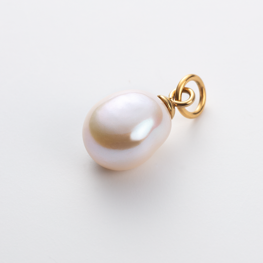 Set Solid Pearl Charm and Gold Bracelet