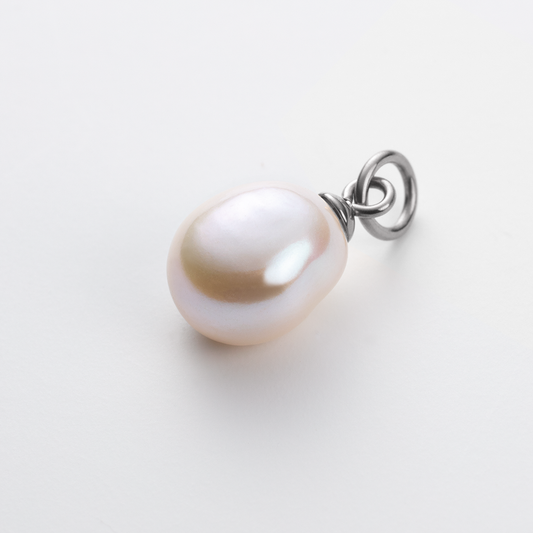 Set Solid Pearl Charm and Necklace Silver