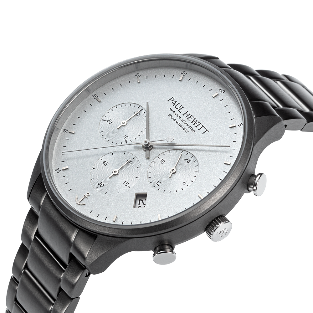 Chrono Uhr Gun Metal Weiß