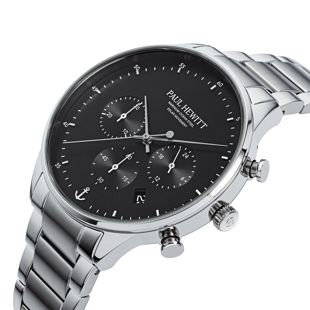 Chrono Uhr Silber Schwarz