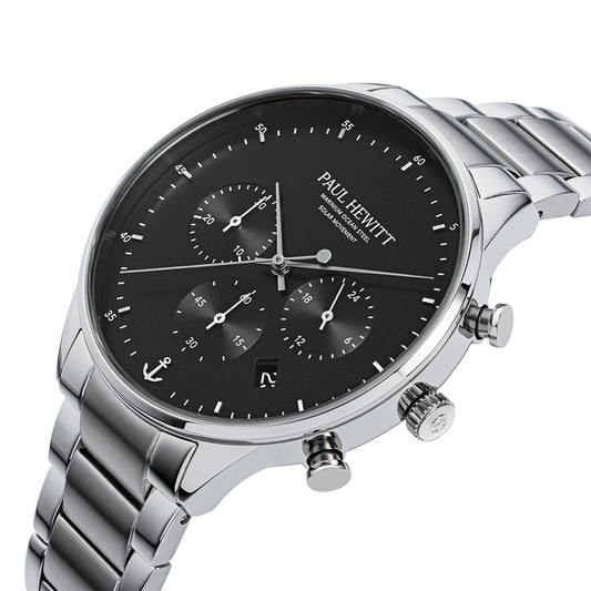 Chrono watch silver black