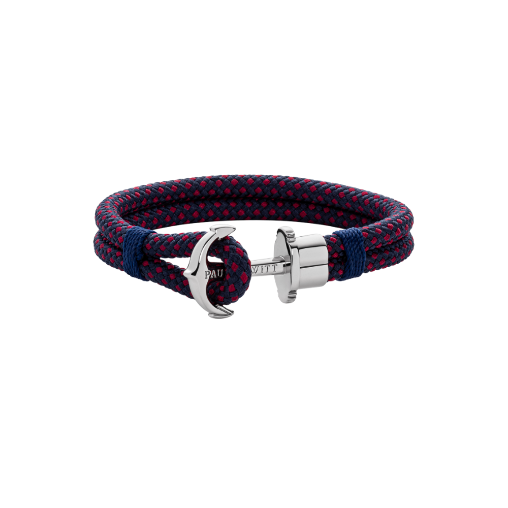 Ankerarmband Phrep Silber Nylon Marineblau Rot