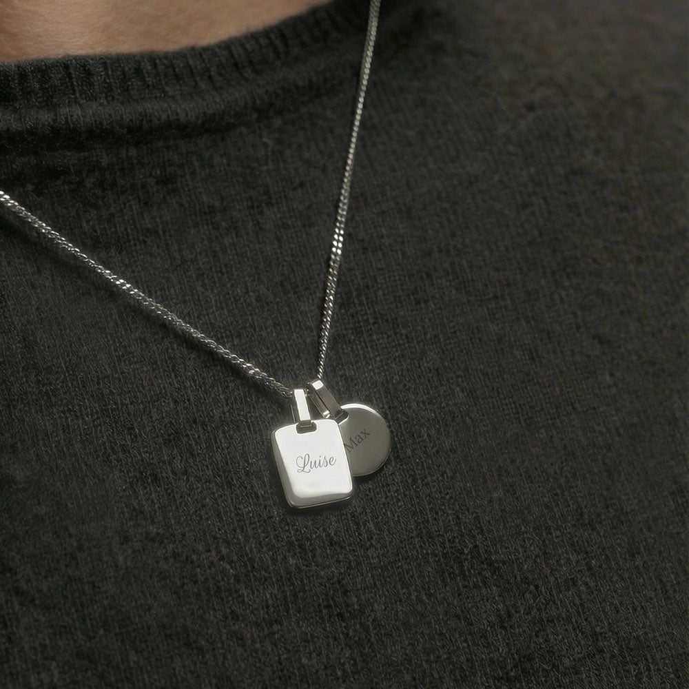 Set Plate Pendant and Essential Necklace Silver