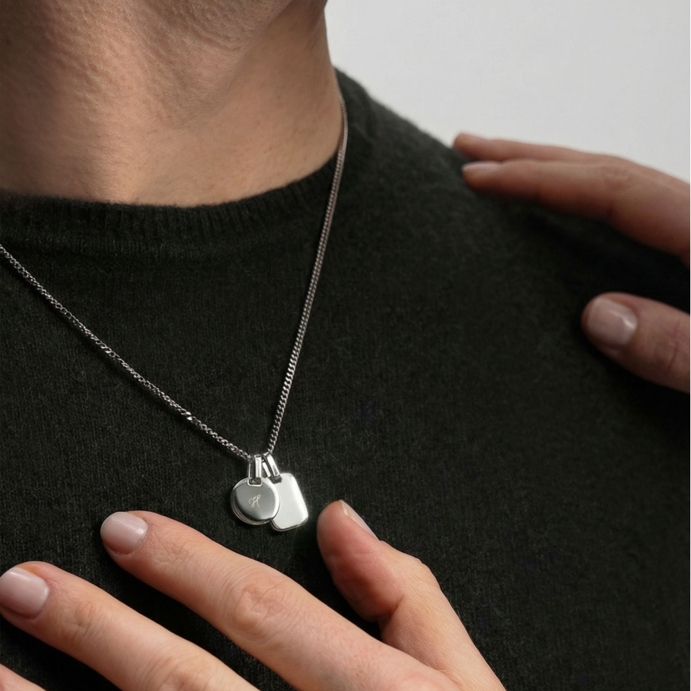 Set Round Pendant and Essential Necklace Silver