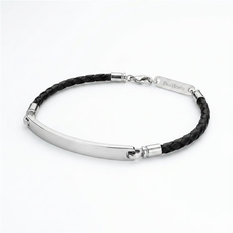 ID Bracelet Leather Silver