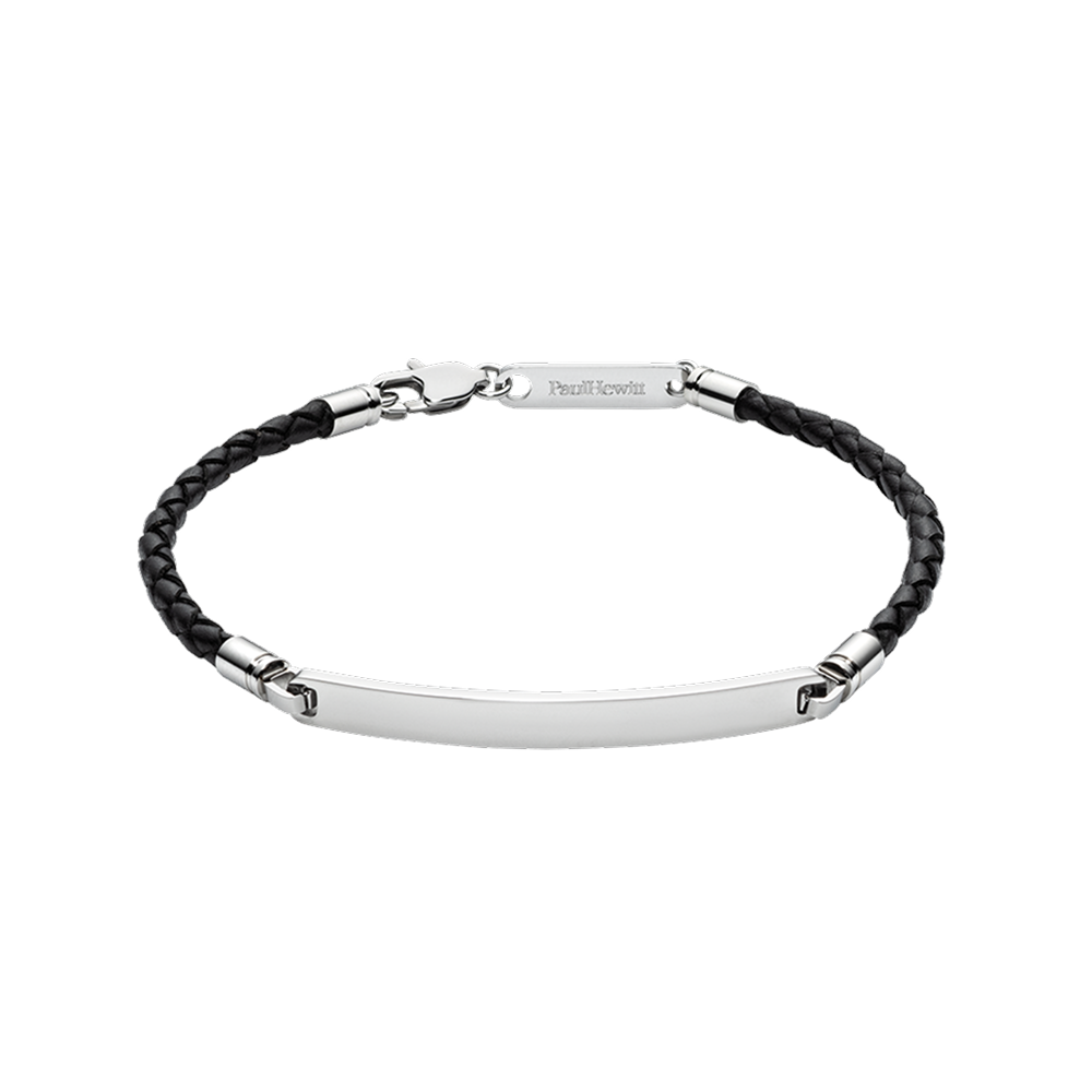 ID Bracelet Leather Silver