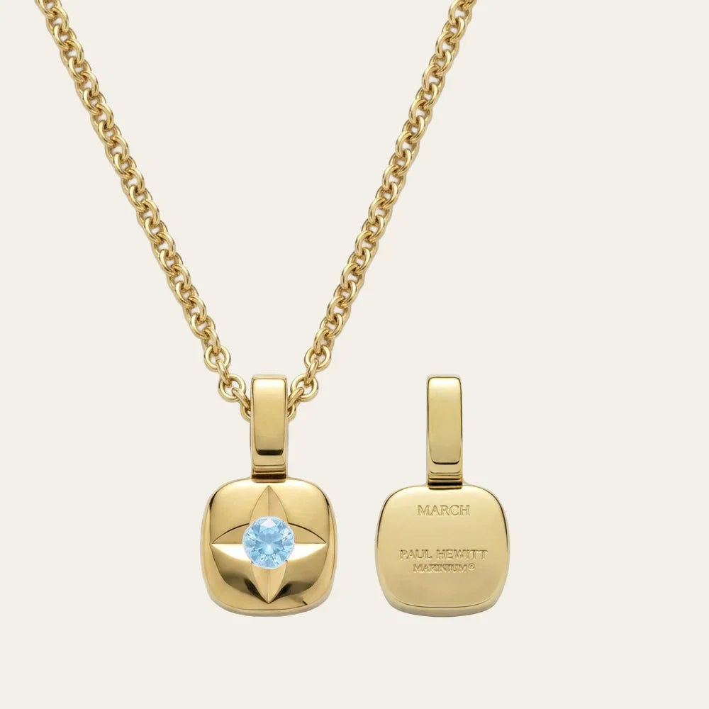 Birthstone March Halskette Gold