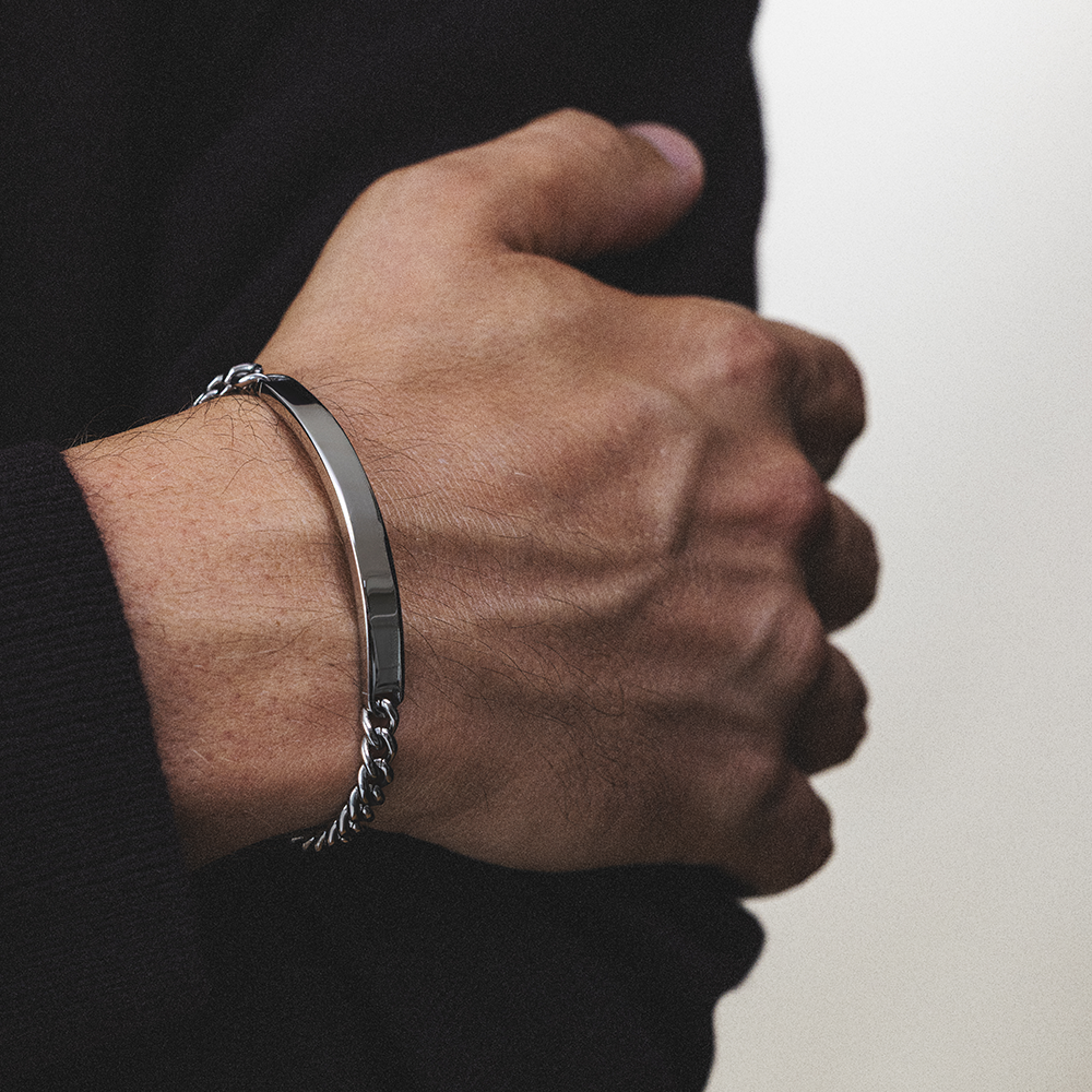 Men's ID Armkette Bold Silber