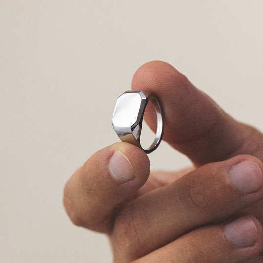 Men's Octagonal Signet Ring Silber