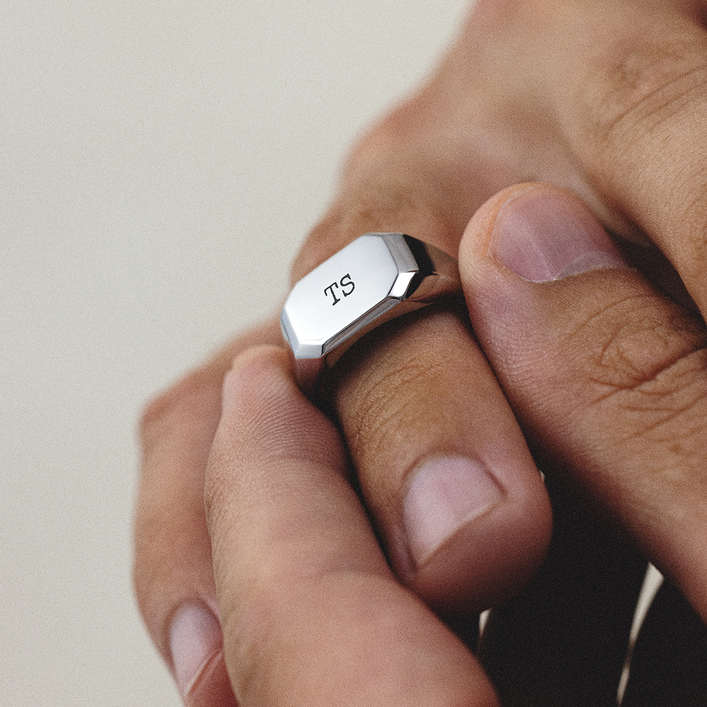 Men's Octagonal Signet Ring Silber