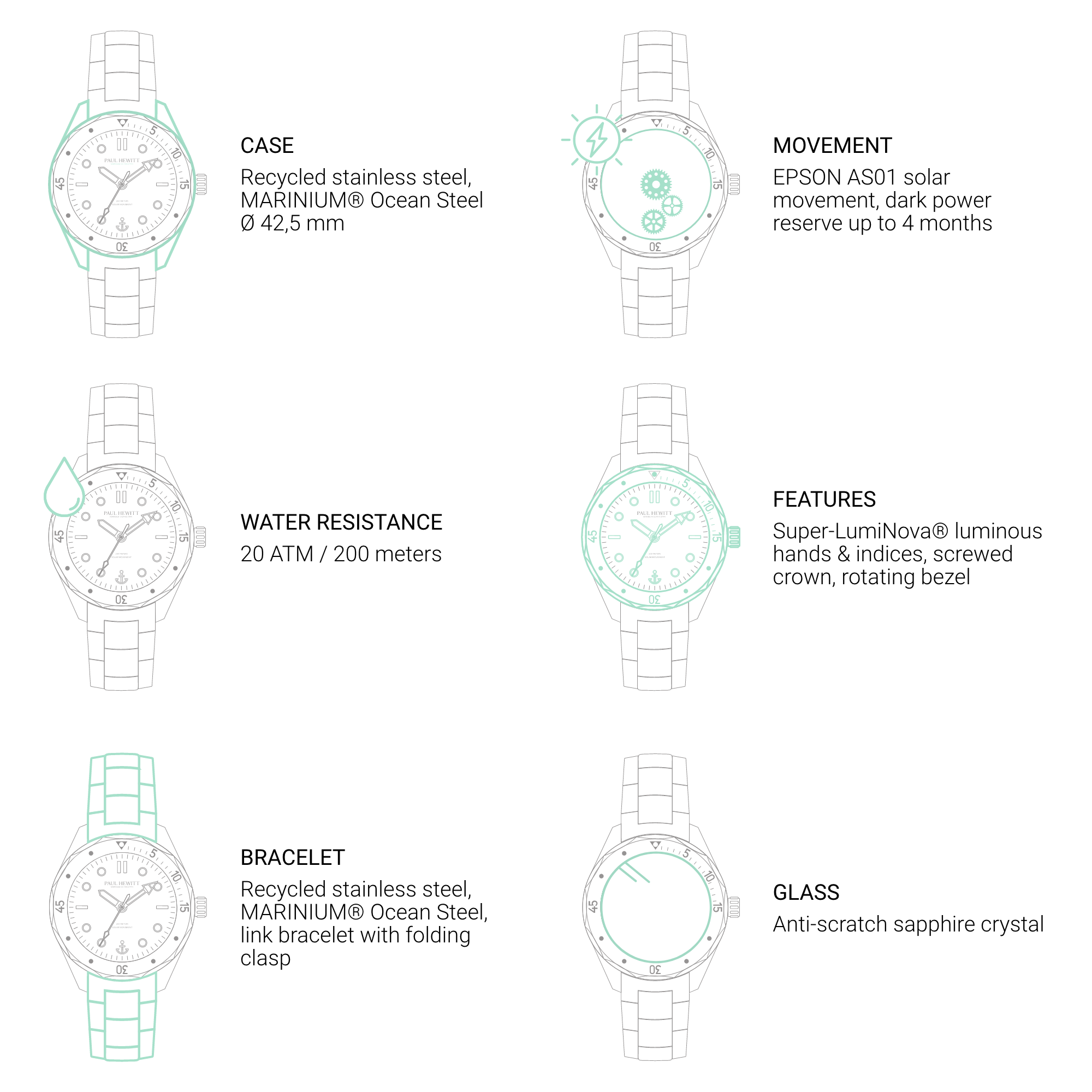 Ocean Diver Uhr Silber Blau