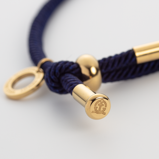 Vitamin Sea Engraved Bracelet Gold Navy Blue