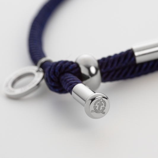Vitamin Sea Engraved Bracelet Silver Navy Blue
