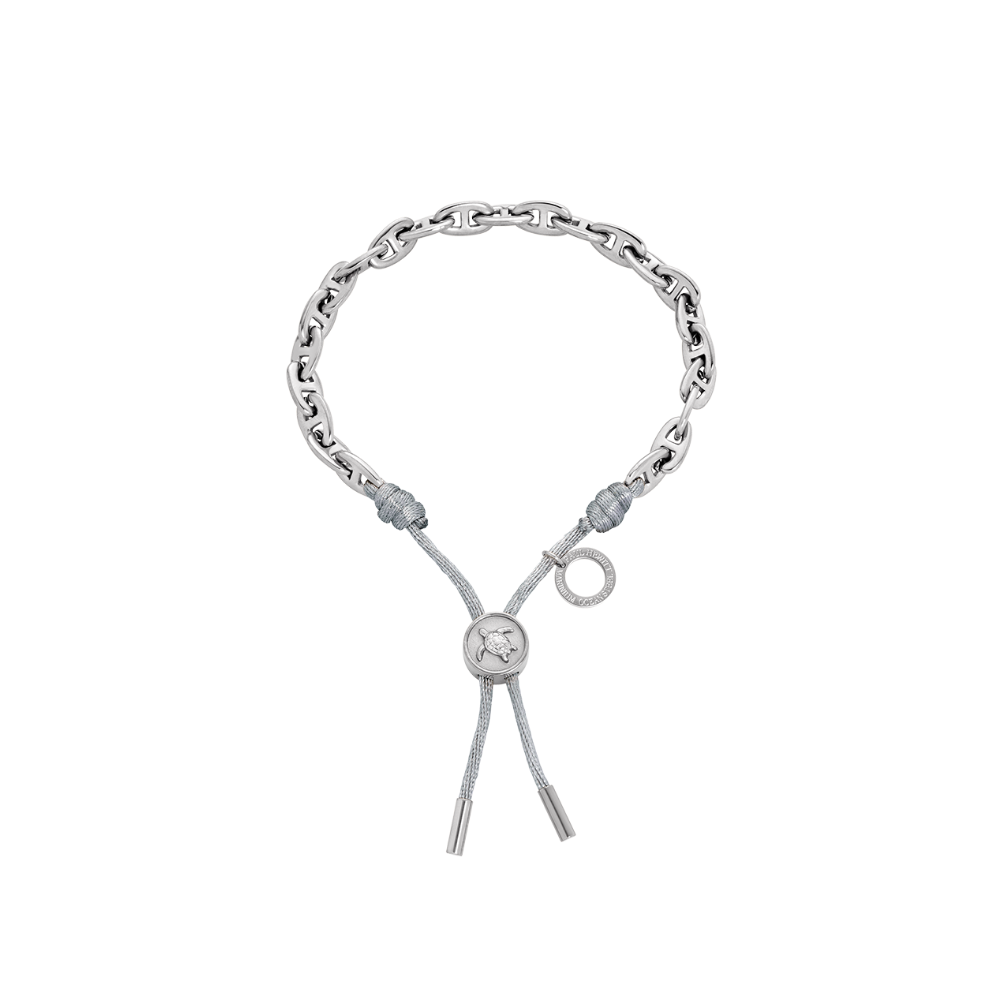 Turtle Anchor Chain Armband Silber Grau