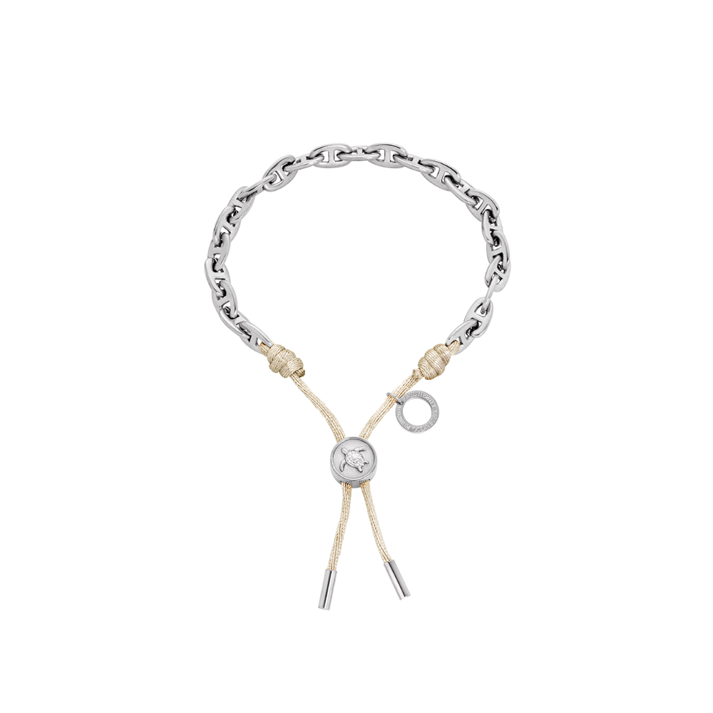 Turtle Anchor Chain Armband Silber Sand