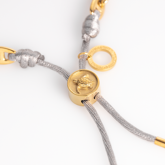 Turtle Anchor Chain Armband Gold Grau