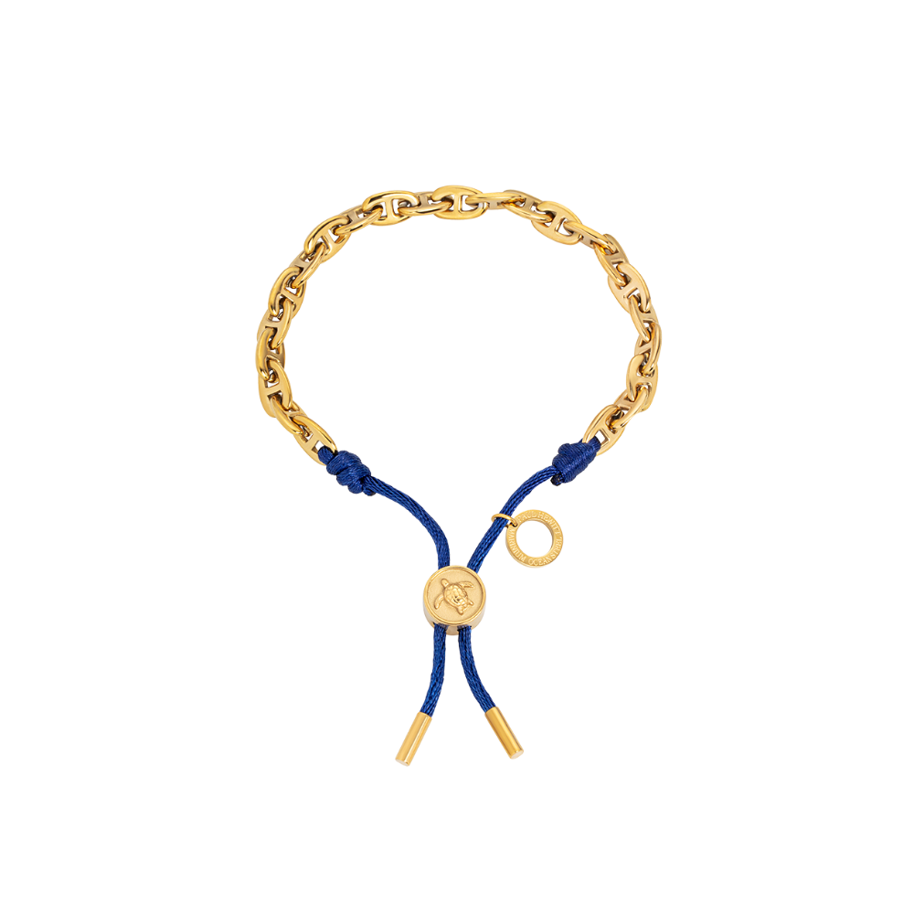Turtle Anchor Chain Armband Gold Navy