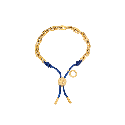 Turtle Anchor Chain Armband Gold Navy