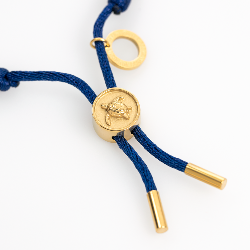 Turtle Anchor Chain Armband Gold Navy