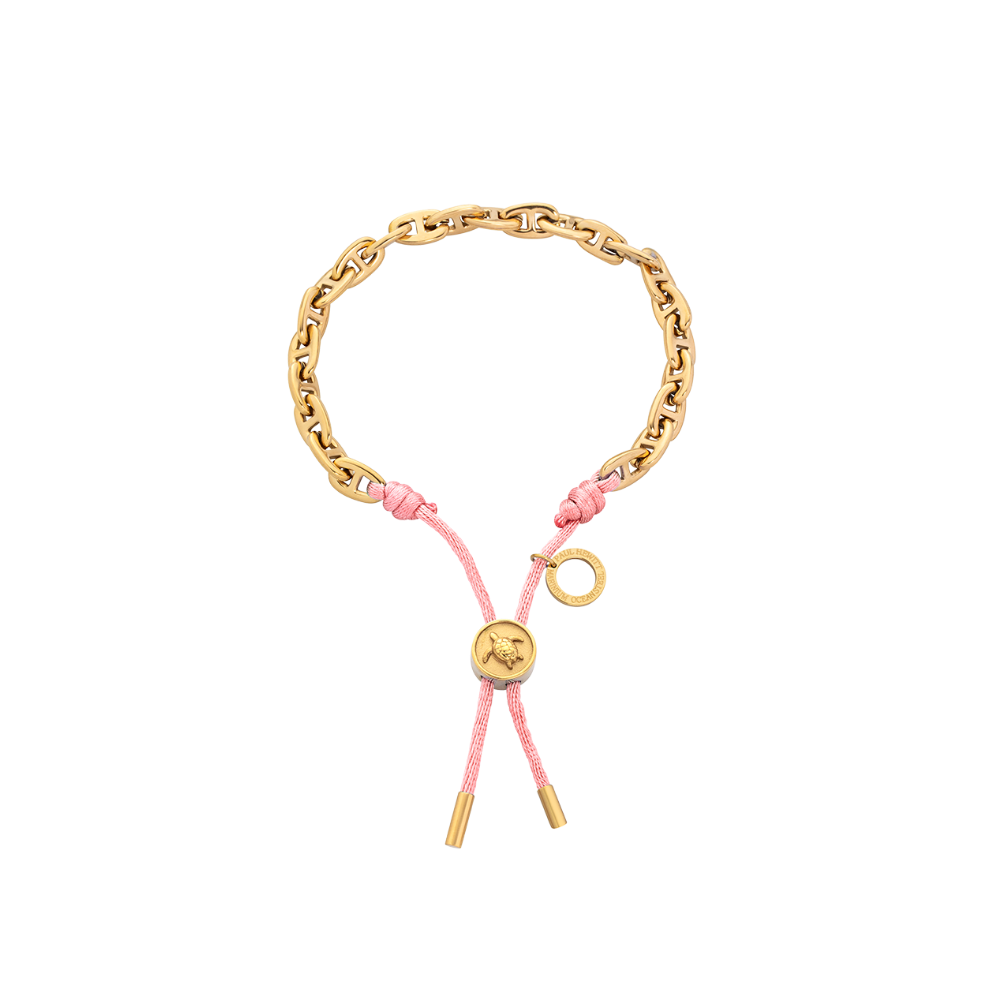 Turtle Anchor Chain Armband Gold Rosa