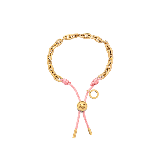 Turtle Anchor Chain Armband Gold Rosa