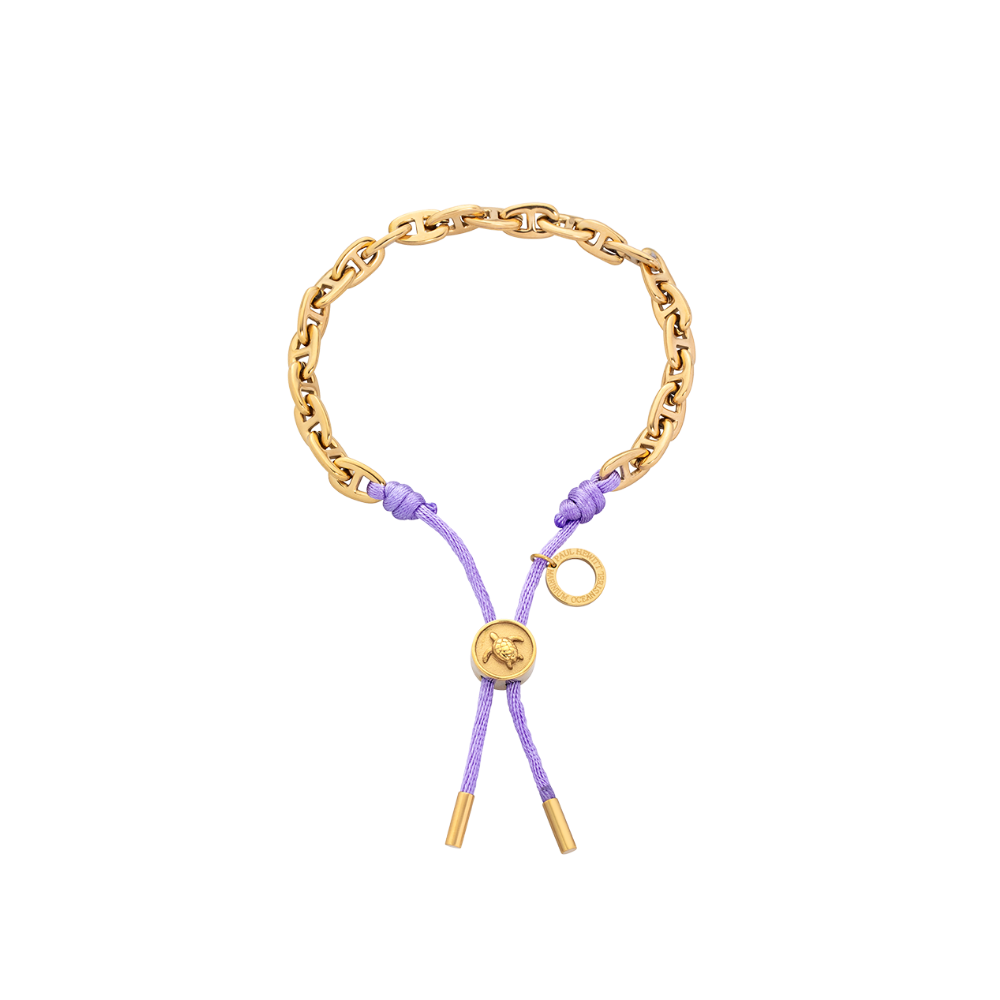Turtle Anchor Chain Armband Gold Lila