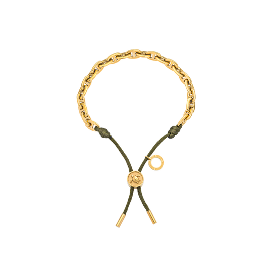 Turtle Anchor Chain Armband Gold Seaweed Dark Green