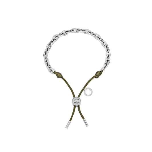 Turtle Anchor Chain Armband Silber Seaweed Dark Green