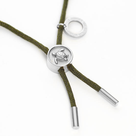 Turtle Anchor Chain Armband Silber Seaweed Dark Green