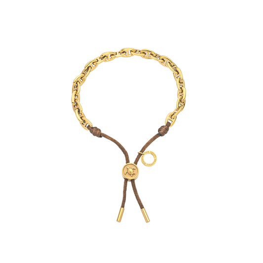 Turtle Anchor Chain Armband Gold Driftwood Brown