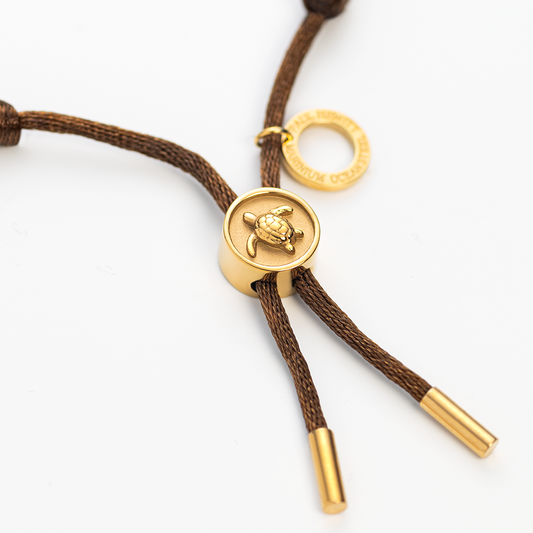 Turtle Anchor Chain Armband Gold Driftwood Brown