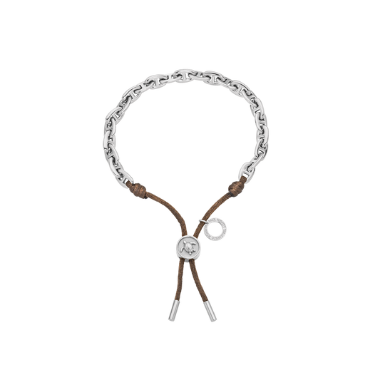 Turtle Anchor Chain Armband Silber Driftwood Brown