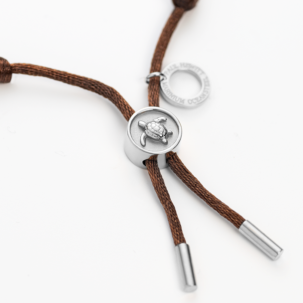 Turtle Anchor Chain Bracelet Silver Driftwood Brown