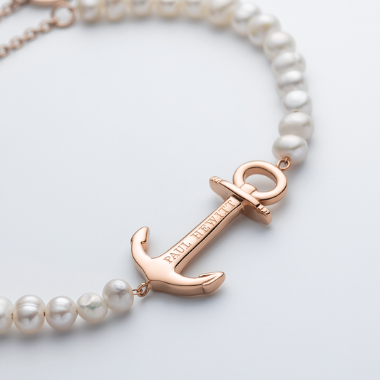The Anchor Beads Bracelet Rose Gold Pearl