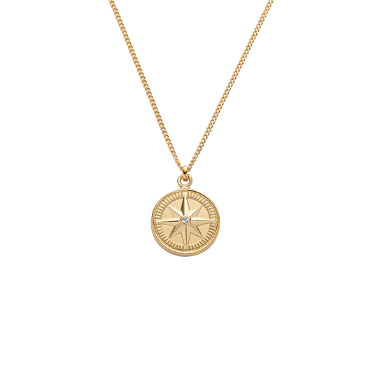 Collier rose des vents or