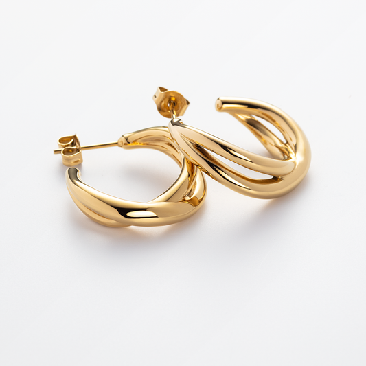 Waves earring gold