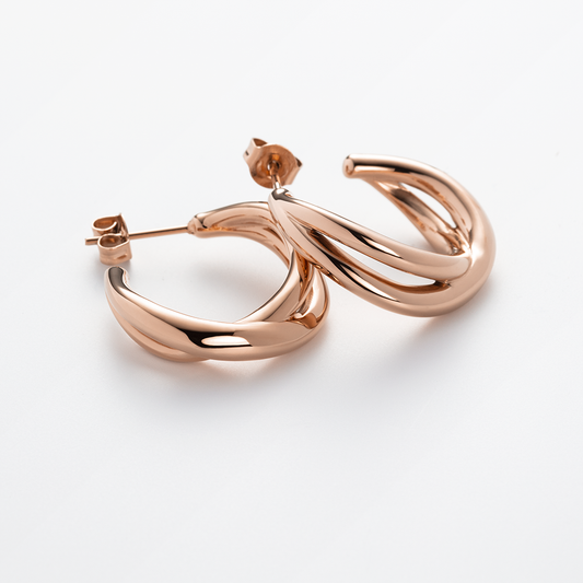 Waves earring rose gold