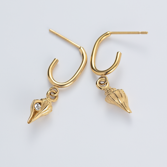 Sea Shell Hoops Ohrring Gold