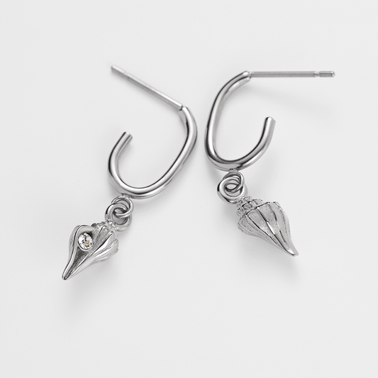 Sea Shell Hoops Earring Silver