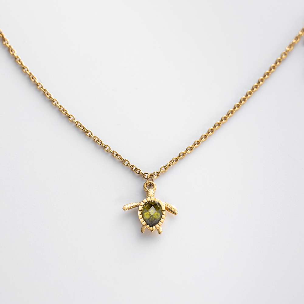 Solid Gold Sea Turtle with Opal Stone Pendant | Takar Jewelry