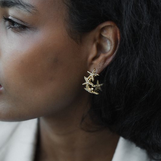 Sea Star Creole Earrings Gold