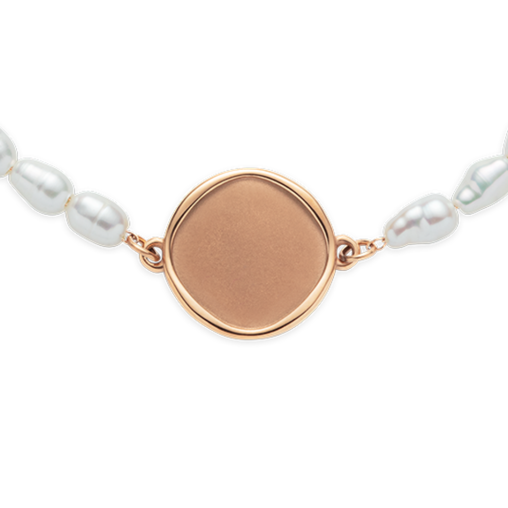 Engravable Coin Pearl Armkette Roségold