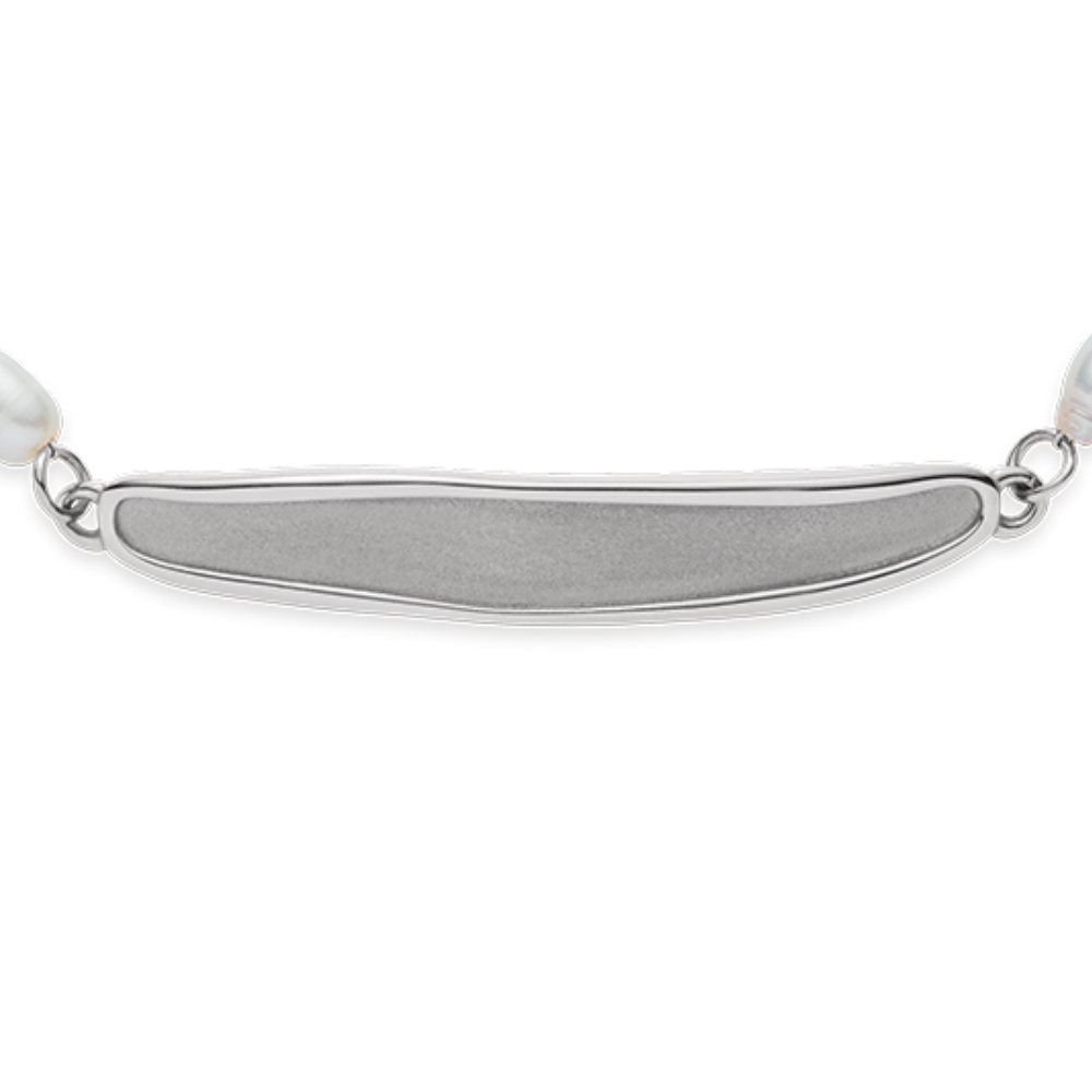 Engravable Plate Pearl Armkette Silber