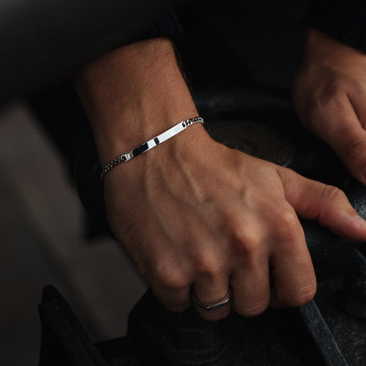 Men's Bracelet ID à graver argent