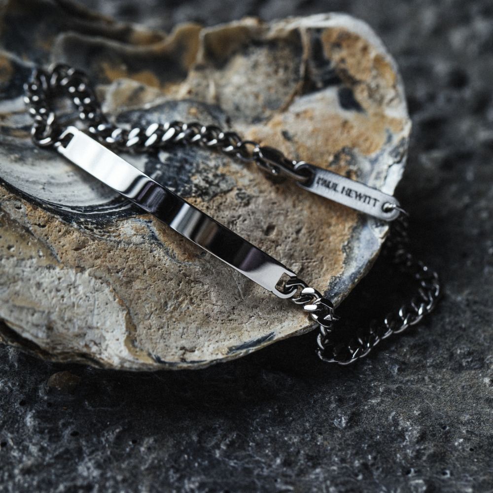 Men's Engravable ID Armkette Silber