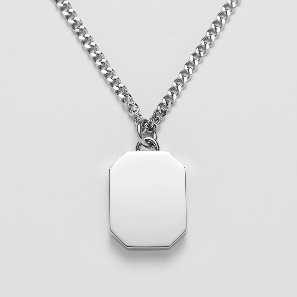 Men's Octagonal Halskette Windrose Silber