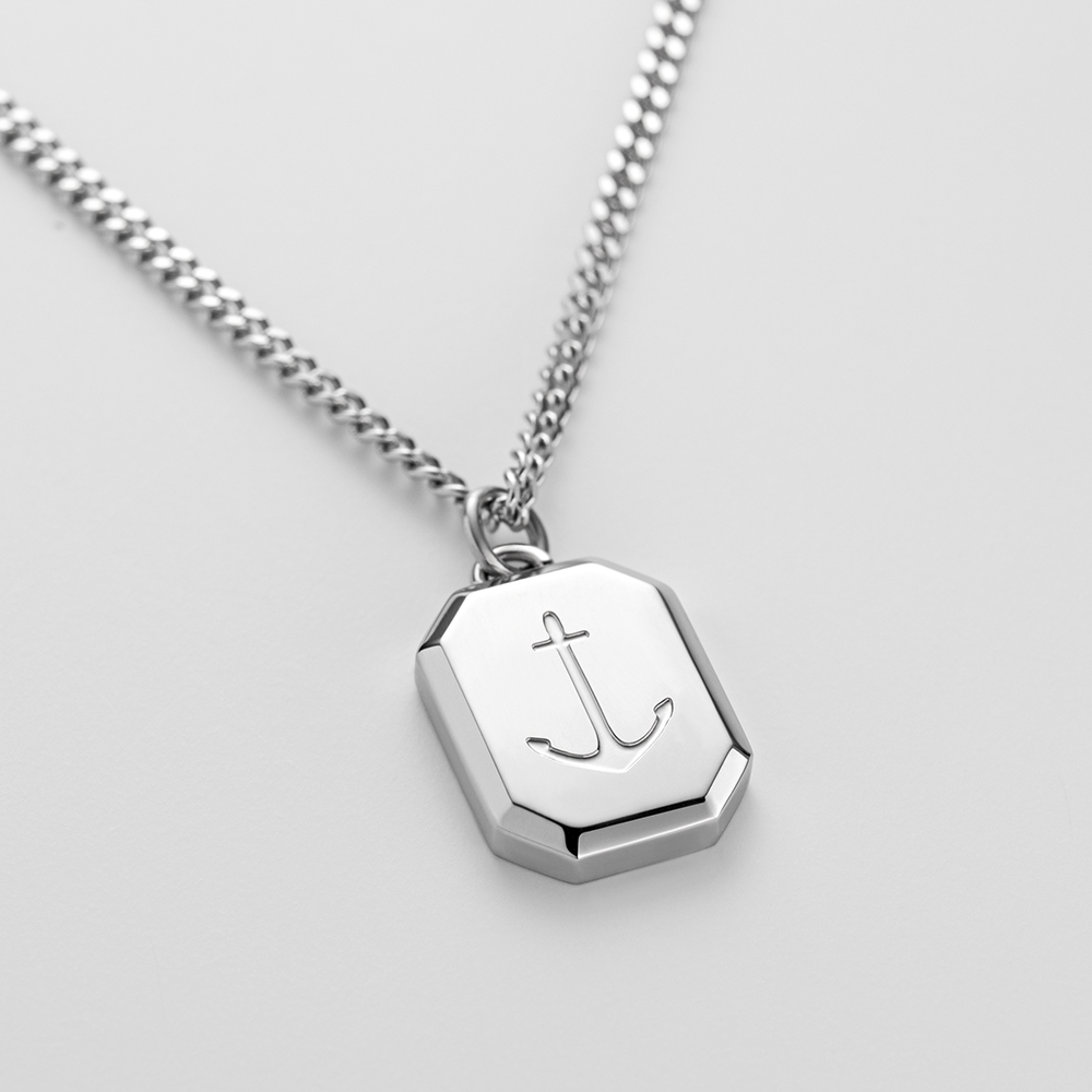 Men's Octagonal Halskette Anchor Silber