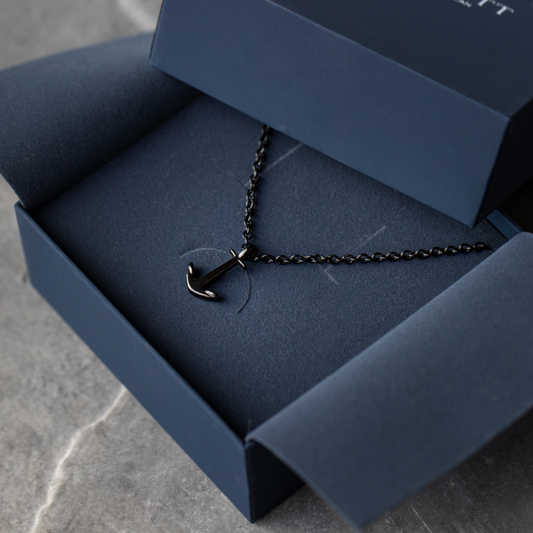 Men's Anchor Necklace Black