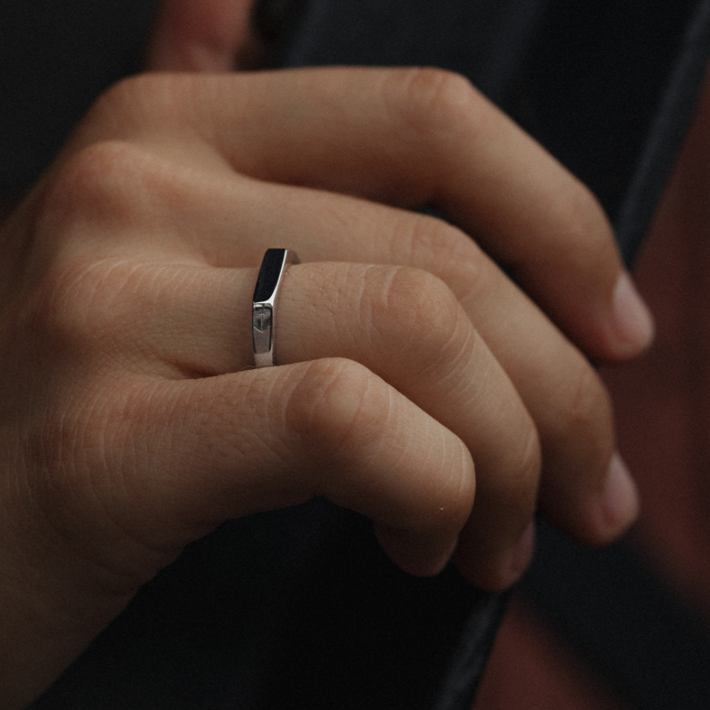 Men's Slim Signet Ring Silber